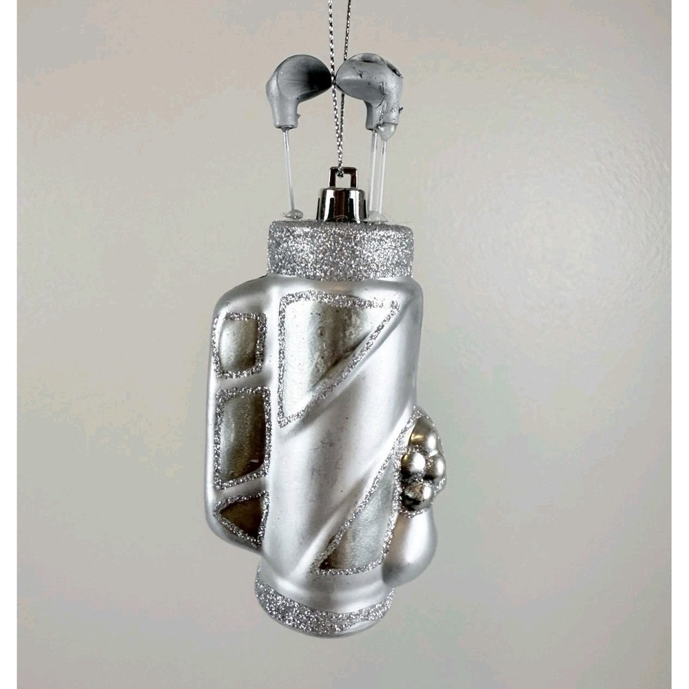 Golf Bag & Clubs Christmas Ornament Silver 5" Holiday Living Plastic New
